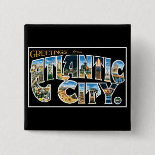 Greetings from Atlantic City! 15 Cm Square Badge