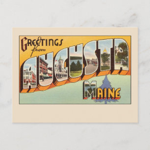 Greetings from Augusta, Maine Vintage Large Letter Postcard