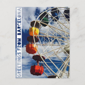 greetings from Barcelona, postard with ferris whee Postcard