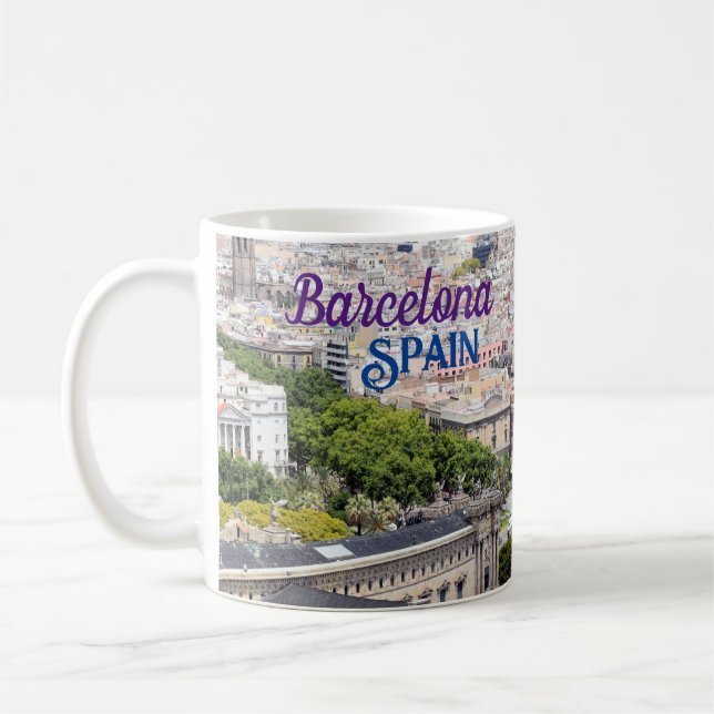 Greetings from Barcelona Spain Coffee Mug (Left)