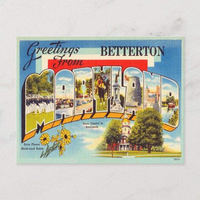 Greetings from Betterton, Maryland Vintage Travel Postcard (Front)