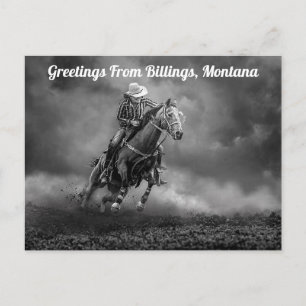 Greetings From Billings, Montana Rodeo Postcard