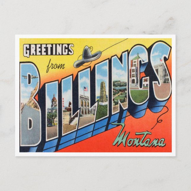 Greetings from Billings, Montana Vintage Travel Postcard (Front)
