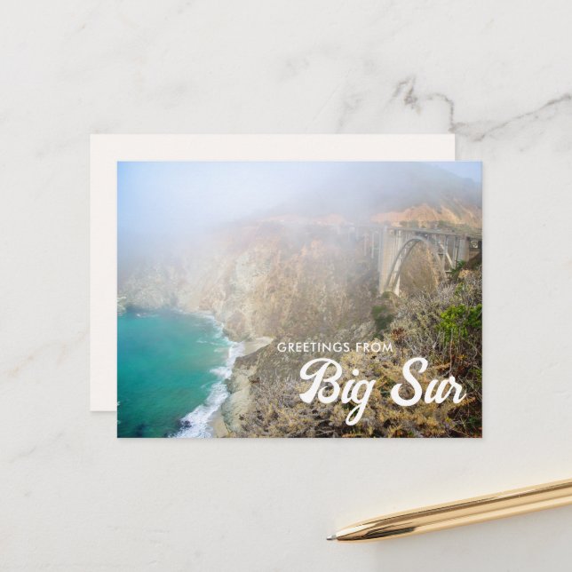 Greetings from Bixby Bridge Big Sur Postcard (Front/Back In Situ)