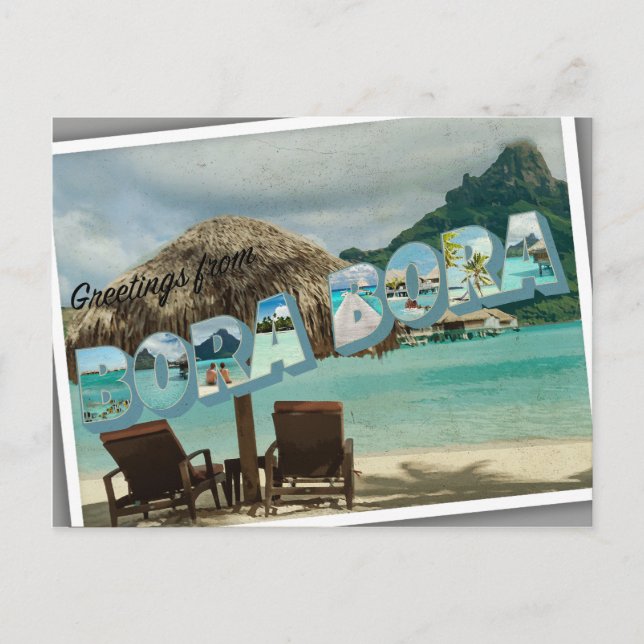 Greetings from Bora Bora vintage card (Front)