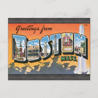 Greetings From Boston Mass., Vintage Postcard