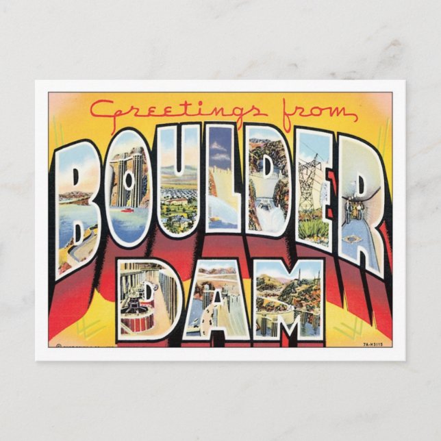 Greetings From Boulder Dam Nevada Postcard (Front)