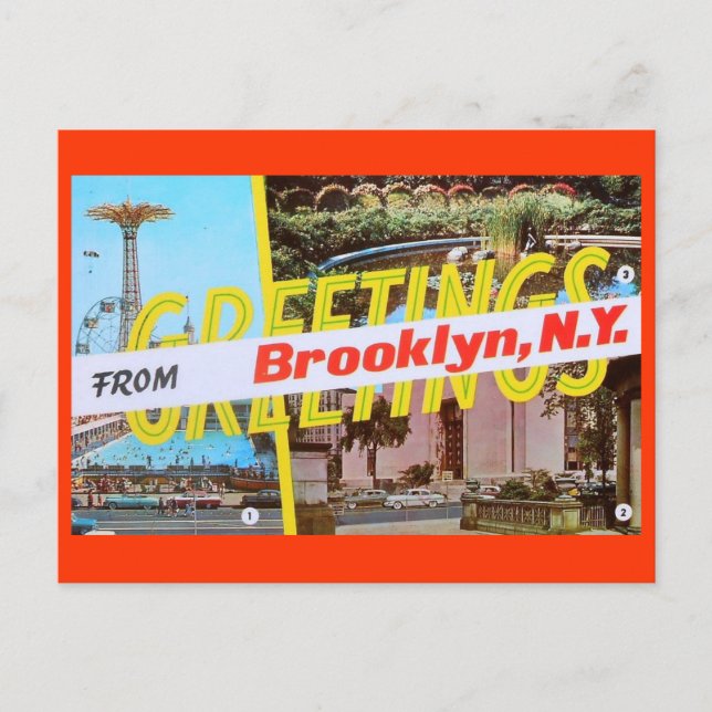 Greetings from Brooklyn, New York Vintage Postcard (Front)