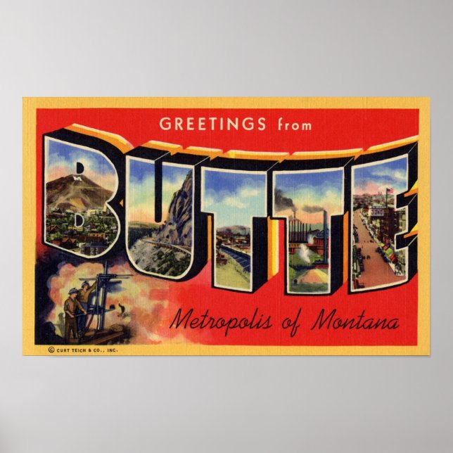 Greetings from Butte Metropolis of Montana Poster (Front)