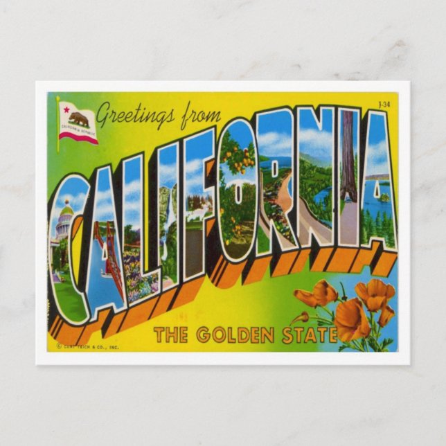 Greetings From California Postcard (Front)