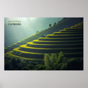 Greetings from - Cambodia - Rice field Poster