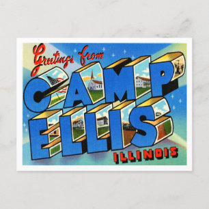 Greetings from Camp Ellis, Illinois Vintage Travel Postcard