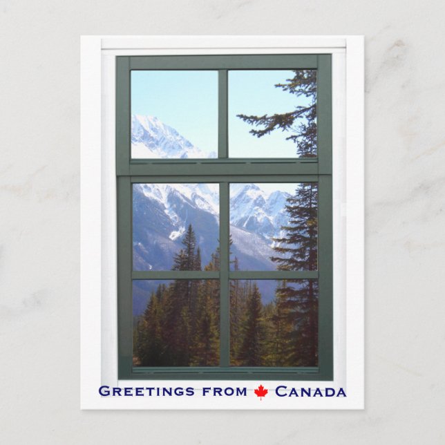 Greetings from Canada Rocky Mountains Window View Postcard (Front)