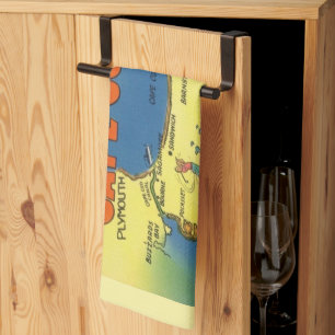 Greetings From Cape Cod Map Tea Towel