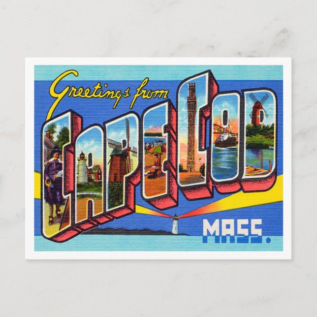 Greetings from Cape Cod, Massachusetts Travel Postcard (Front)