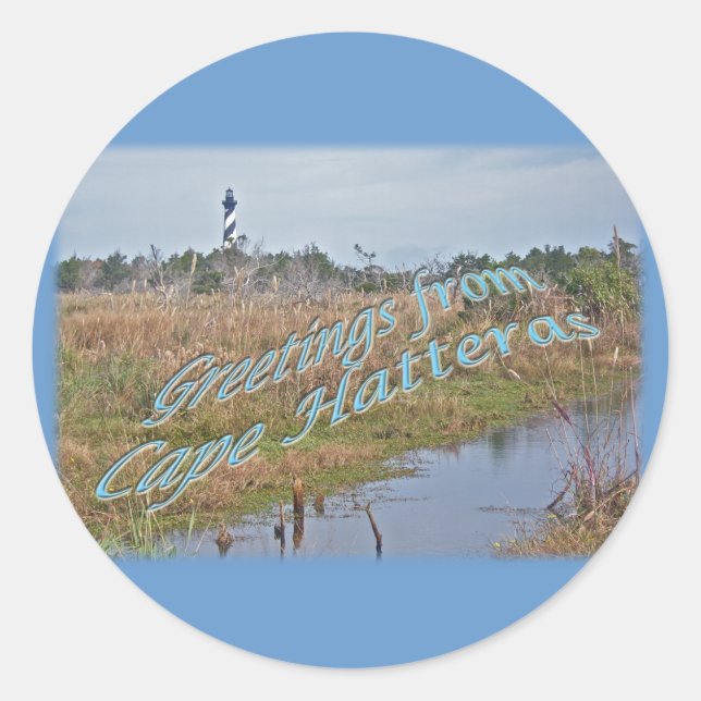 Greetings from Cape Hatteras OBX Classic Round Sticker (Front)