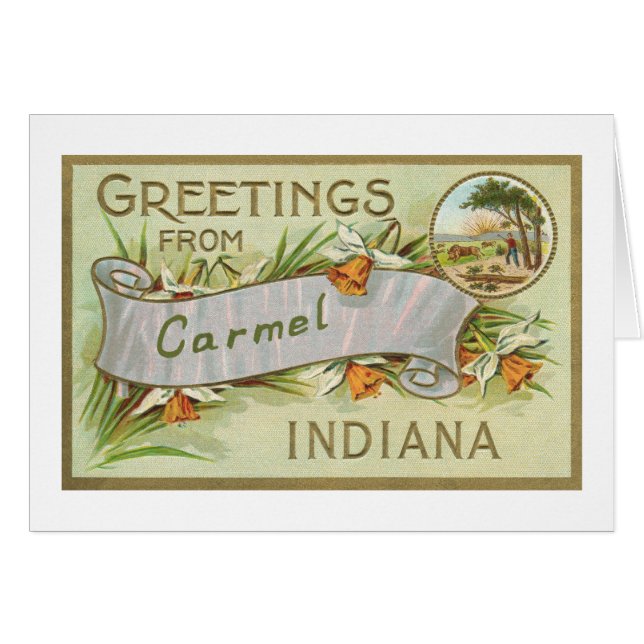 Greetings from Carmel Indiana-White Border (Front Horizontal)