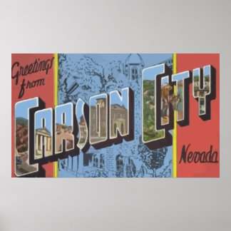 Greetings From Carson City Nevada, Vintage Poster