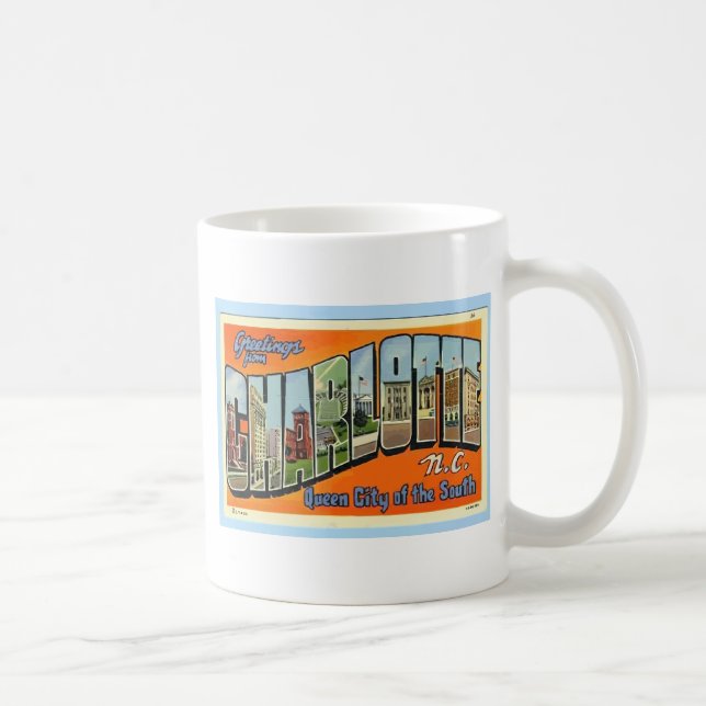 Greetings From Charlotte N.C. , Vintage Coffee Mug (Right)
