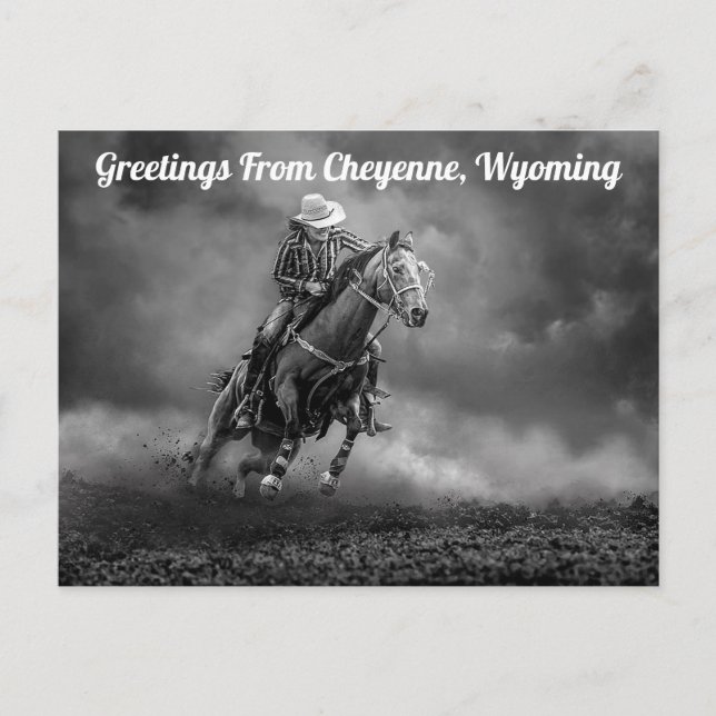 Greetings From Cheyenne Wyoming Rodeo Postcard (Front)