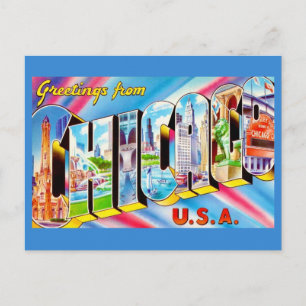  Greetings from Chicago Crazy Colourful Postcard