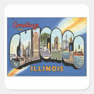 Greetings From Chicago Illinois Square Sticker