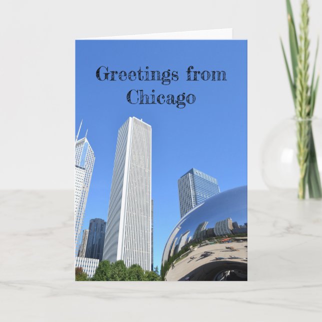 Greetings from Chicago Skyline Blank Card (Front)