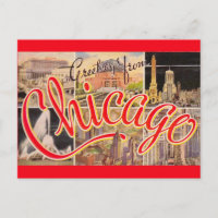 Greetings from Chicago Vintage Postcard