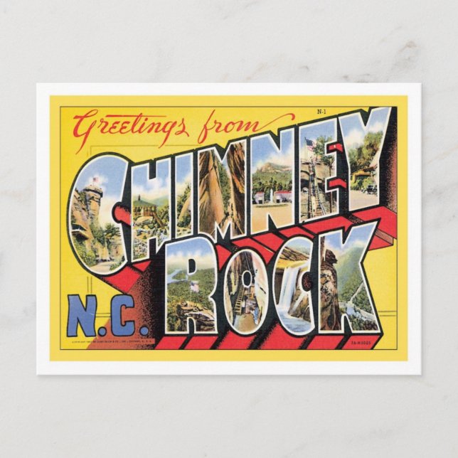 Greetings From Chimney Rock North Carolina Postcard (Front)