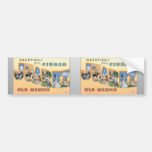 Greetings From Ciudad Juarez Old Mexico, Vintage Bumper Sticker
