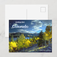 Greetings from Colorado Twin Lakes Postcard