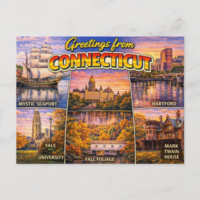 Greetings From Connecticut Postcard (Front)