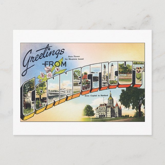 Greetings from Connecticut Postcard (Front)