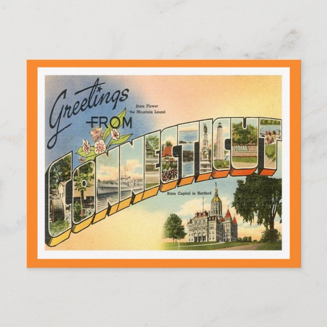 Greetings From Connecticut Postcard (Front)