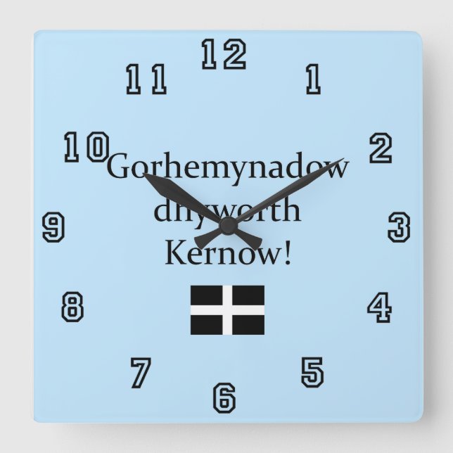 Greetings from Cornwall in Cornish Language Square Wall Clock (Front)