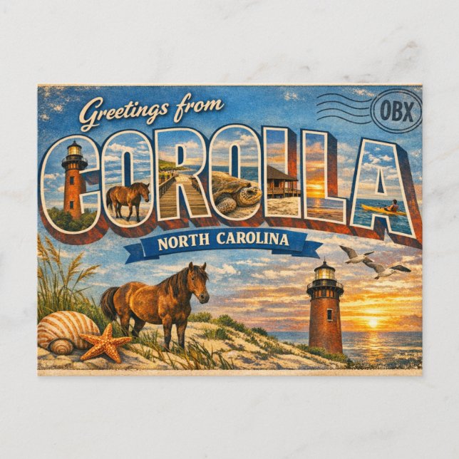 Greetings from Corolla Postcard (Front)