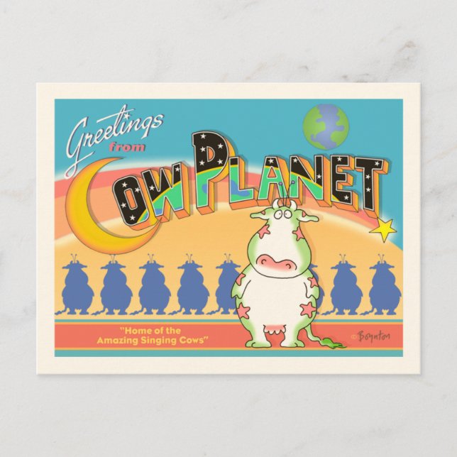 GREETINGS FROM COW PLANET POSTCARD (Front)