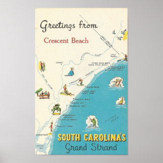 Greetings from Crescent Beach Grand Strand Poster