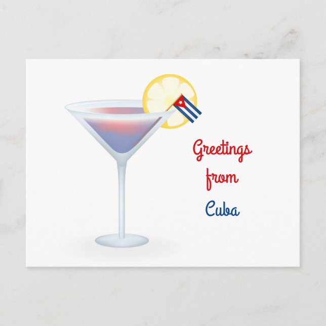 Greetings From Cuba Cocktail Holiday Card (Front)