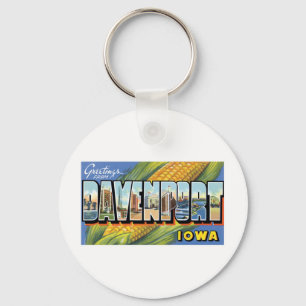 Greetings From Davenport, Iowa Key Ring