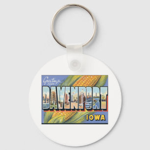 Greetings From Davenport Iowa Key Ring