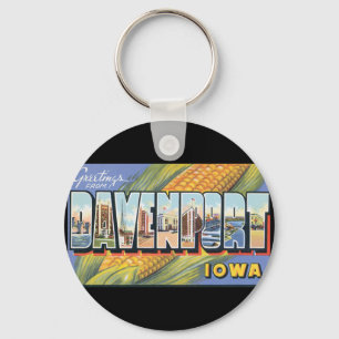 Greetings from Davenport Kansas_Vintage Travel Key Ring