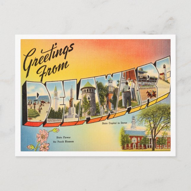 Greetings from Delaware Vintage Travel Postcard (Front)