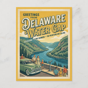 Greetings From Delaware Water Gap Retro  Postcard