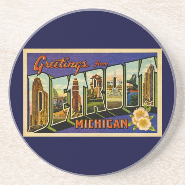 Greetings from Detroit Michigan Classic! Coaster (Front)