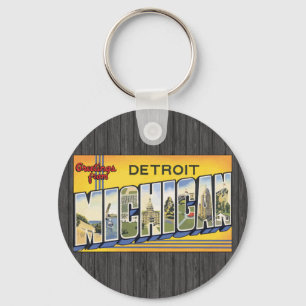 Greetings From Detroit Michigan, Vintage Key Ring