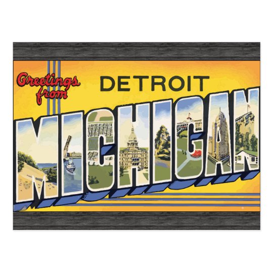 Greetings From Detroit Michigan, Vintage Postcard