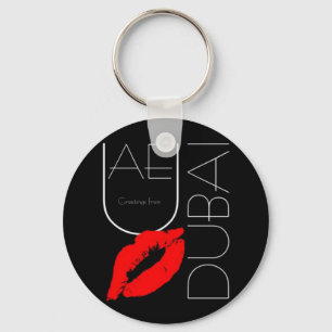 Greetings from Dubai UAE Red Lipstick Kiss Key Ring