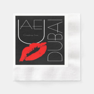 Greetings from Dubai UAE Red Lipstick Kiss Napkin
