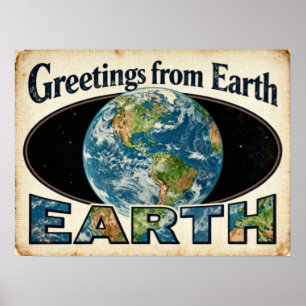 Greetings from Earth Retro Sci‑Fi Poster